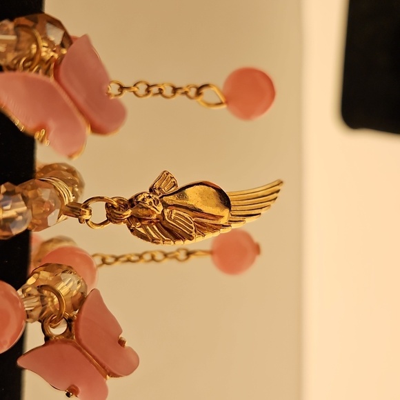 Set Of 3 Pink & Goldtone Crystal & Glass Beaded Stretch Bracelets - Picture 2 of 7